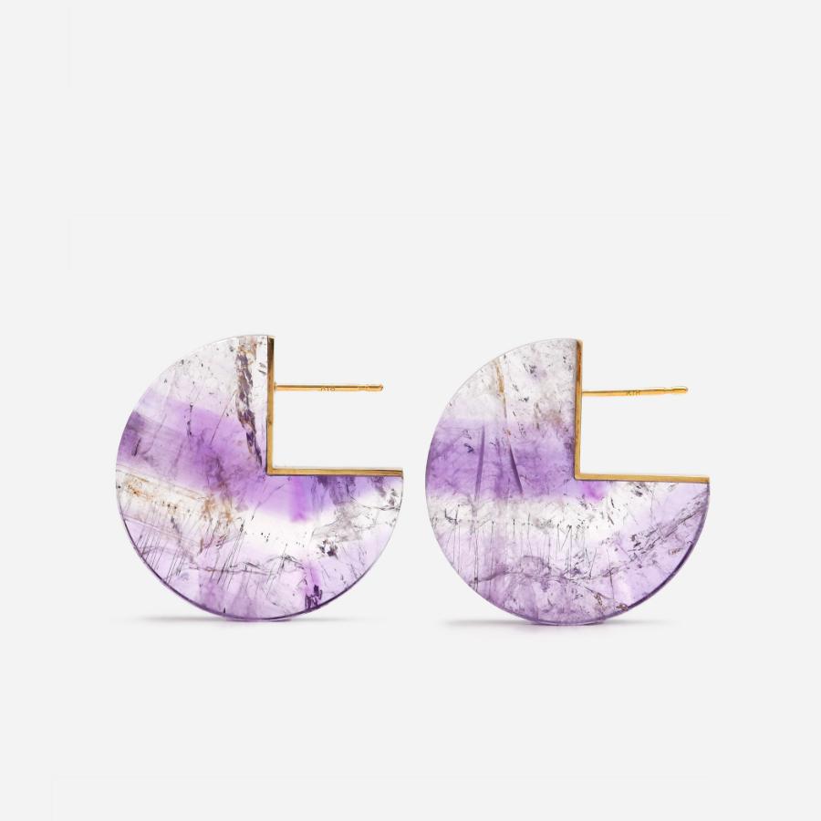 ＜januka/ヤヌカ＞SLICE EARRINGS AMETHYST（ピアス）