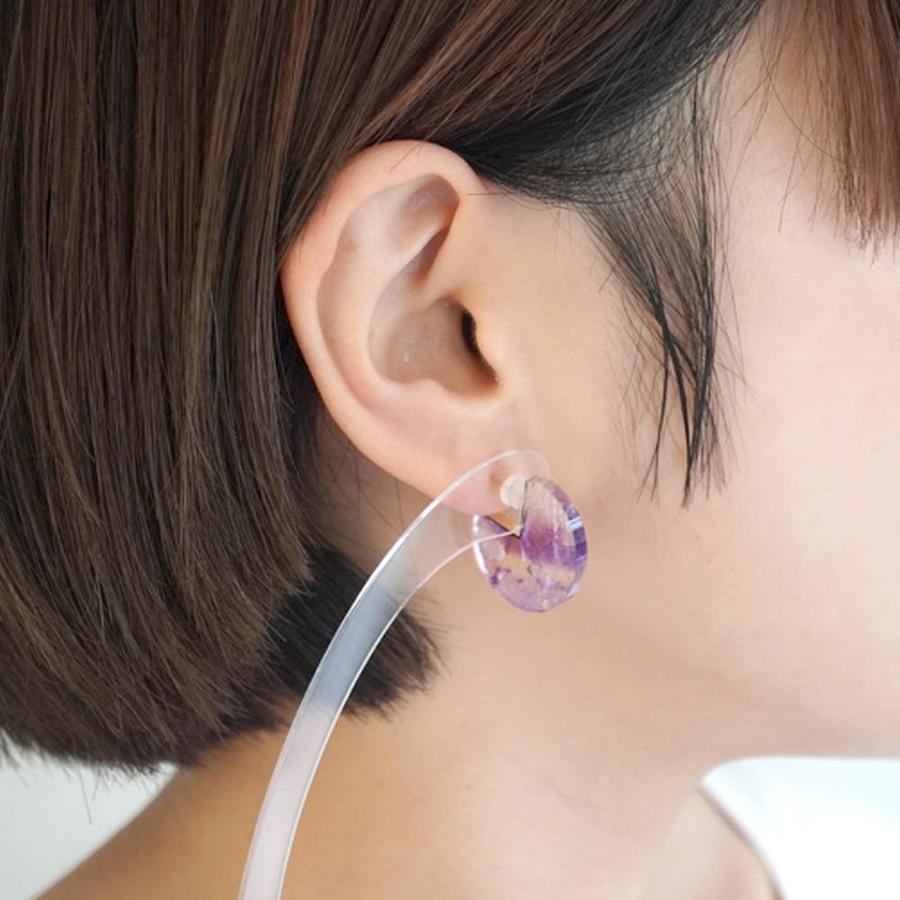 ＜januka/ヤヌカ＞SLICE EARRINGS AMETHYST（ピアス）