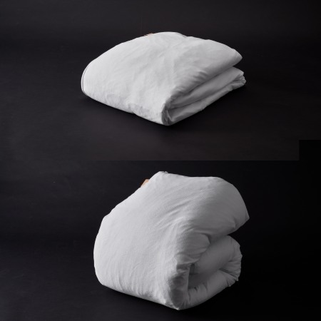 ＜ディーブレス＞とろける羽毛ふとんPREMIUM2【セミダブル】合掛けふとん・【セミダブル】肌掛けふとん　専用カバー付きセット/ホワイト