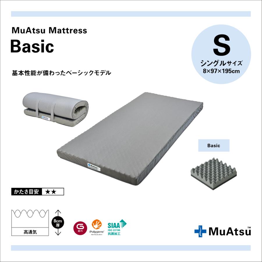 ＜昭和西川＞ムアツマットレスBasic　シングル8ｘ97ｘ195cm