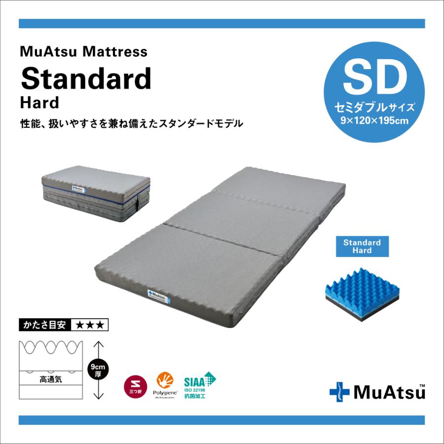 ＜昭和西川＞ムアツマットレスStandard ハード　セミダブル9ｘ120ｘ195cm