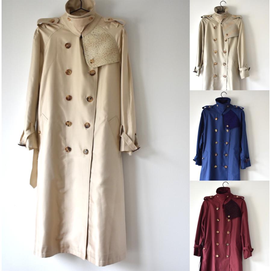 ＜muto×印伝の山本＞2つの伝統から生まれたtrench coat「I’」＊シルク100％×甲州印伝/ネイビー