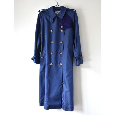 ＜muto×印伝の山本＞2つの伝統から生まれたtrench coat「I’」＊シルク100％×甲州印伝/ネイビー