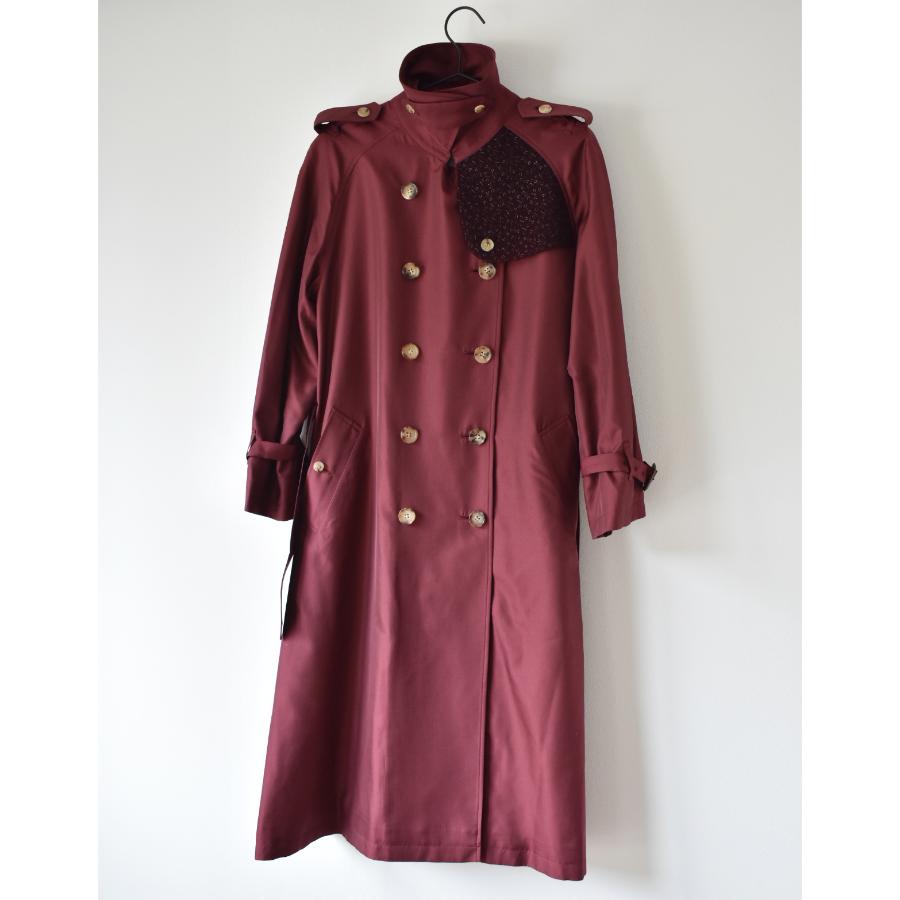 ＜muto×印伝の山本＞2つの伝統から生まれたtrench coat「I’」＊シルク100％×甲州印伝/ボルドー
