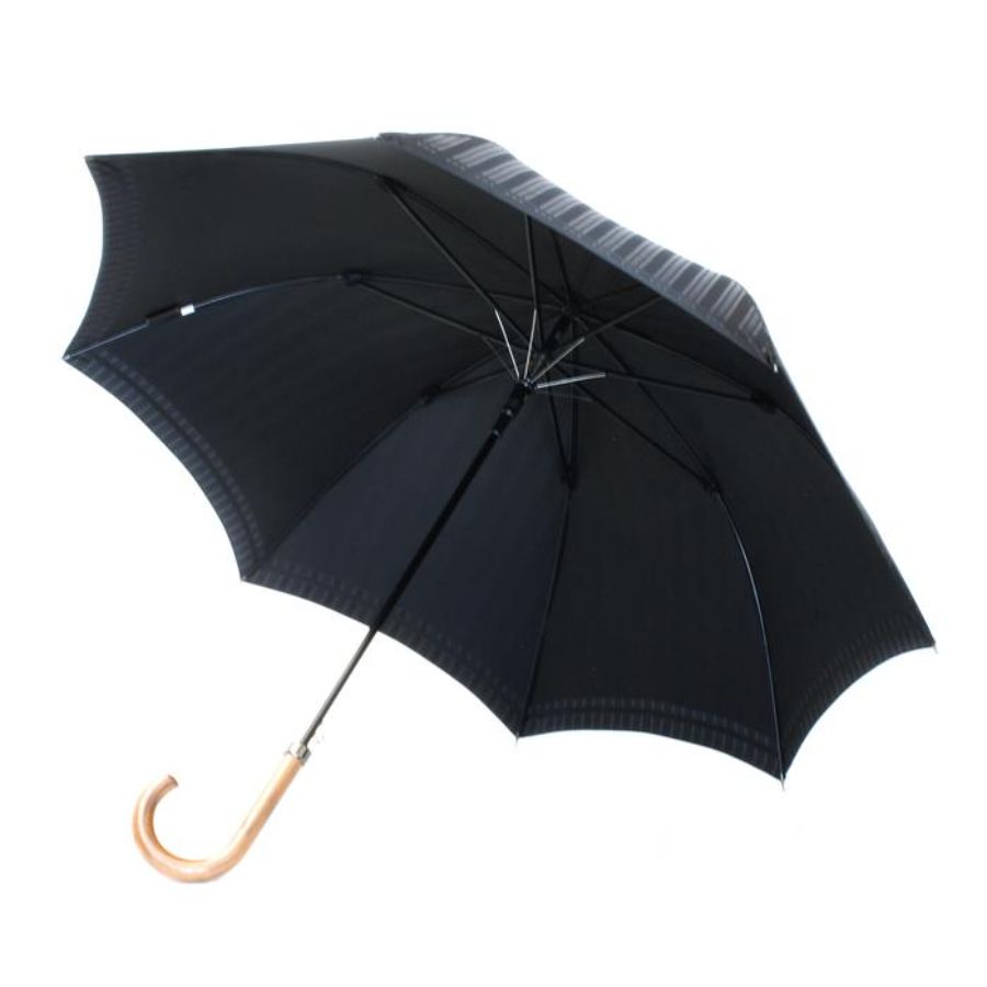 ＜槙田商店＞【紳士長傘】Tie Stripe×Plain ブラック1本