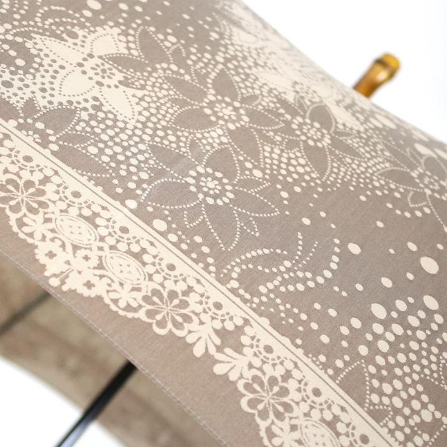 ＜槙田商店＞【晴雨兼用】長傘 kirie ドットフラワー：モカブラウン1本