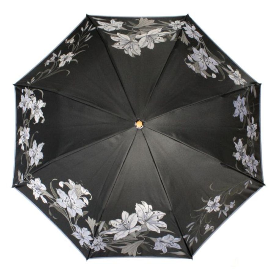 ＜槙田商店＞【晴雨兼用】折りたたみ傘 ”絵おり” 百合：黒1本