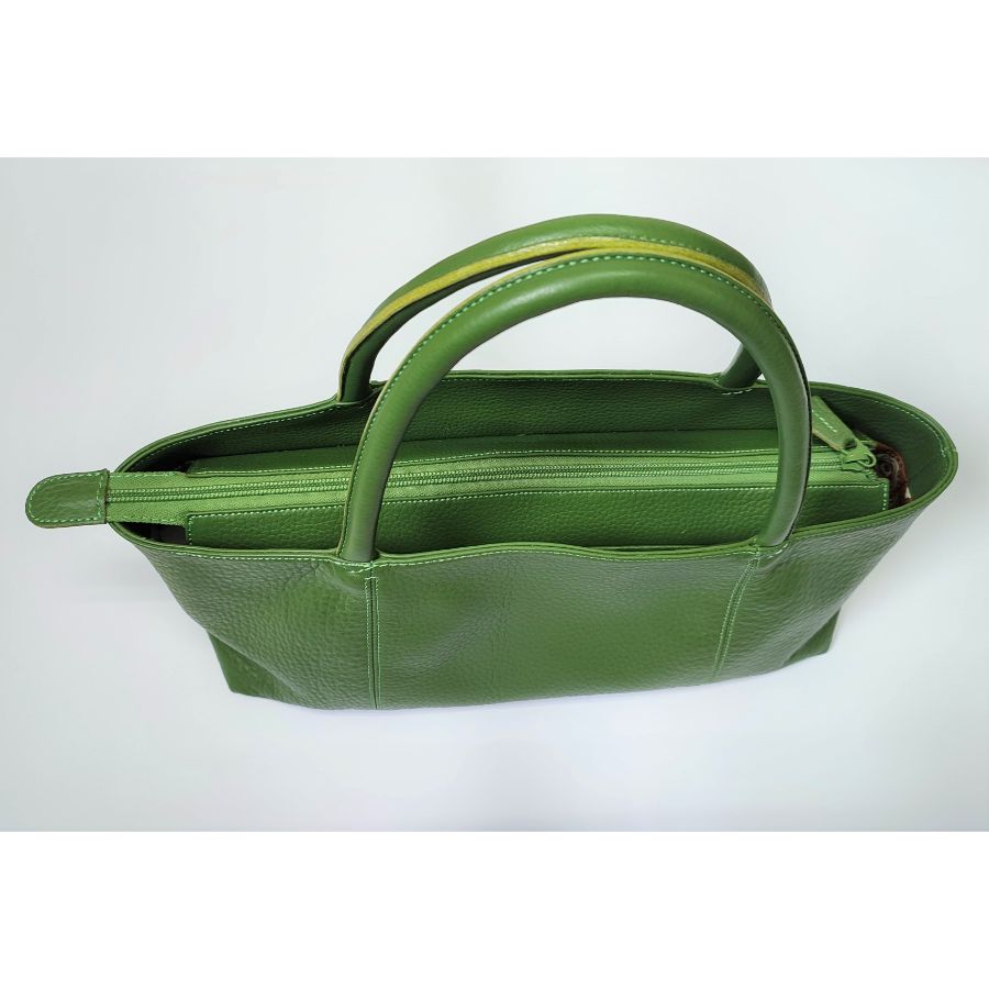 <鞄工房 香>横長トートバック(グリーン)