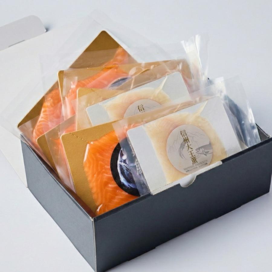 <信州スモーク>信州サーモン・浅間サーモン・信州大王イワナ スモーク3種食べ比べ 信州三選薫6P40g×6パック