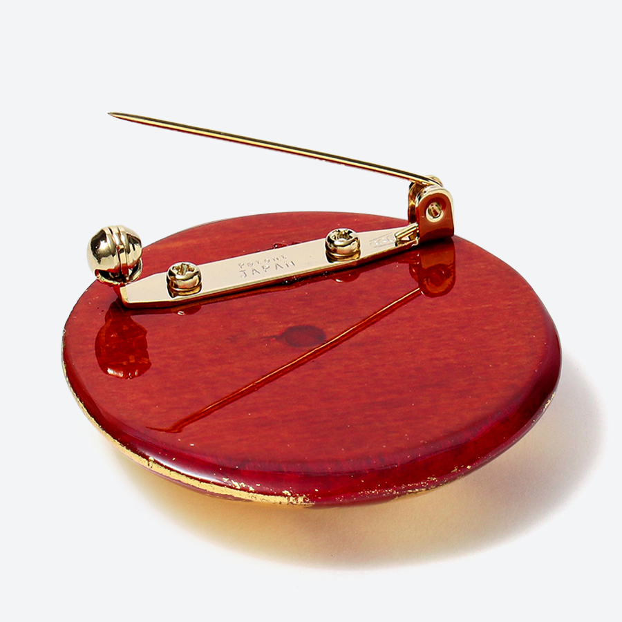 ＜Haku（ハク）＞ブローチ　BRUSH　金箔×春慶風紅色