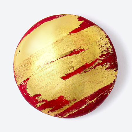 ＜Haku（ハク）＞ブローチ　BRUSH　金箔×春慶風紅色
