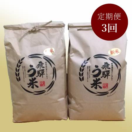 ＜拳＞食味コンクール3年連続『特別優秀賞』特別栽培米「こしひかり」飛騨う米5kgx2（計10kg）【3ヵ月定期便】10月開始