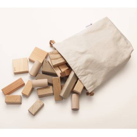 ＜オークヴィレッジ＞寄木の積木　ふくろ入り