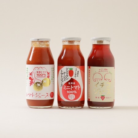 ＜石川農園＞3種のジュース（トマト・ミニトマト・いちご）計180ml×7
