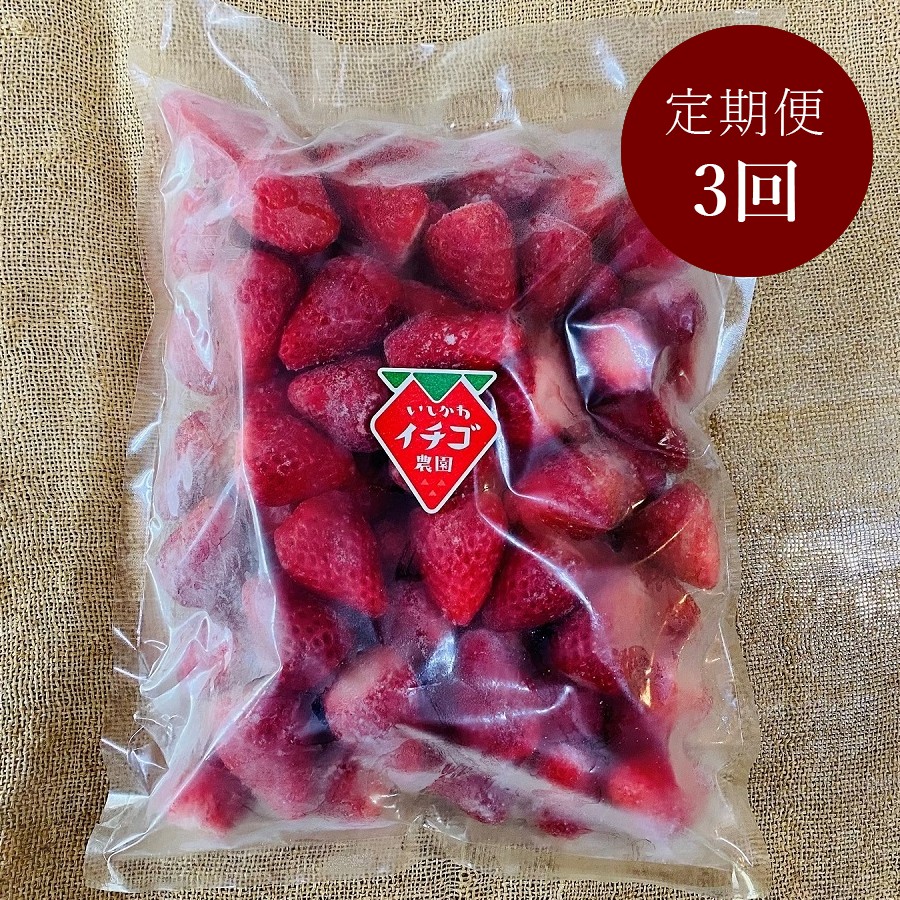 ＜石川農園＞「完熟」冷凍いちご1kg×2【3ヵ月定期便】