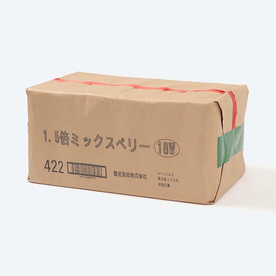 ＜鶴見製紙＞1.5倍巻きフルーツカラー18Rミックスべりーの香りトイレットペーパー　45m　ダブル　72ロール