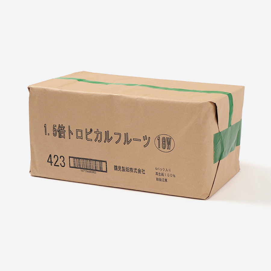 <鶴見製紙>1.5倍巻きフルーツカラー18Rトロピカルフルーツの香りトイレットペーパー 45m ダブル 72ロール