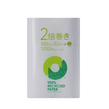 ＜鶴見製紙＞2倍巻きトイレットペーパーシングル12ロール×6無香料100ｍ再生紙100％