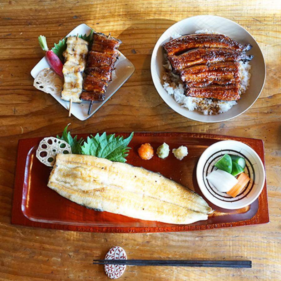 <ヤママツ村田商店>ブランド鰻【でしこ】×ヤママツ村田商店 炭火白焼き(長焼き)-炭火蒲焼き食べ比べセット白焼200g×1、蒲焼110g×2