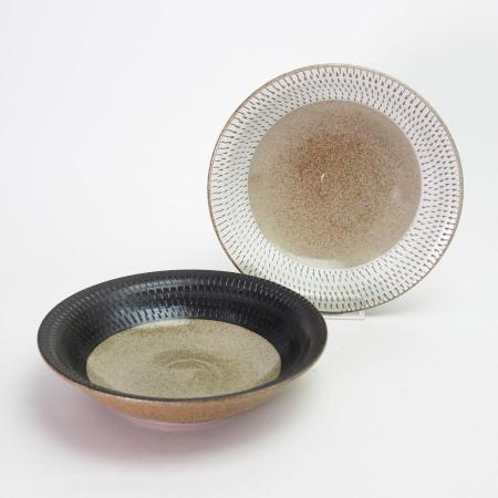 ＜陶翠窯＞瀬戸焼　飛び鉋　パスタ皿　ペア