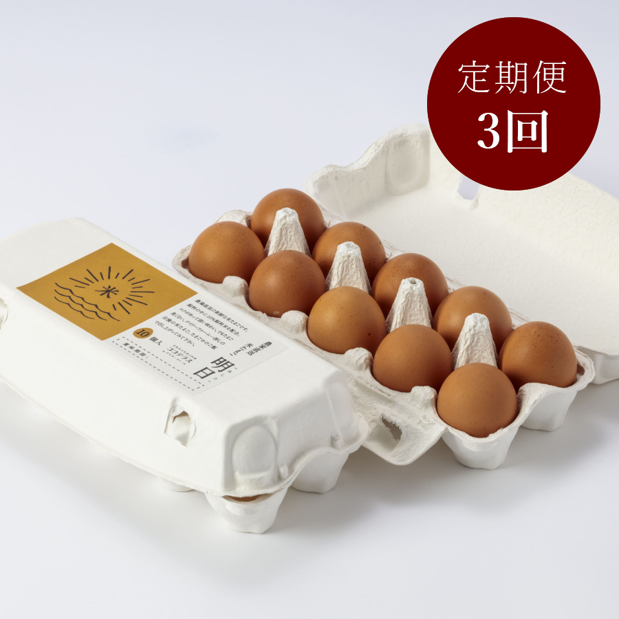 【3ヵ月定期便】<ココテラスの丘>赤たまご「明日」20個
