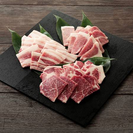 ＜力八精肉店＞松阪豚　焼肉用3種セット（ロース・肩ロース・バラ）各300g×3個