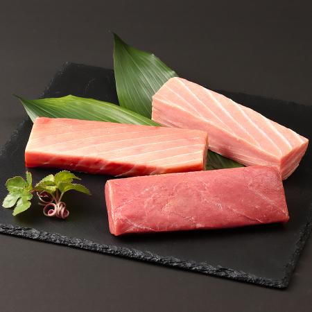 ＜川魚問屋丸三商店＞天然「本まぐろ」赤身・大トロ・中とろセット各200g（計600g）