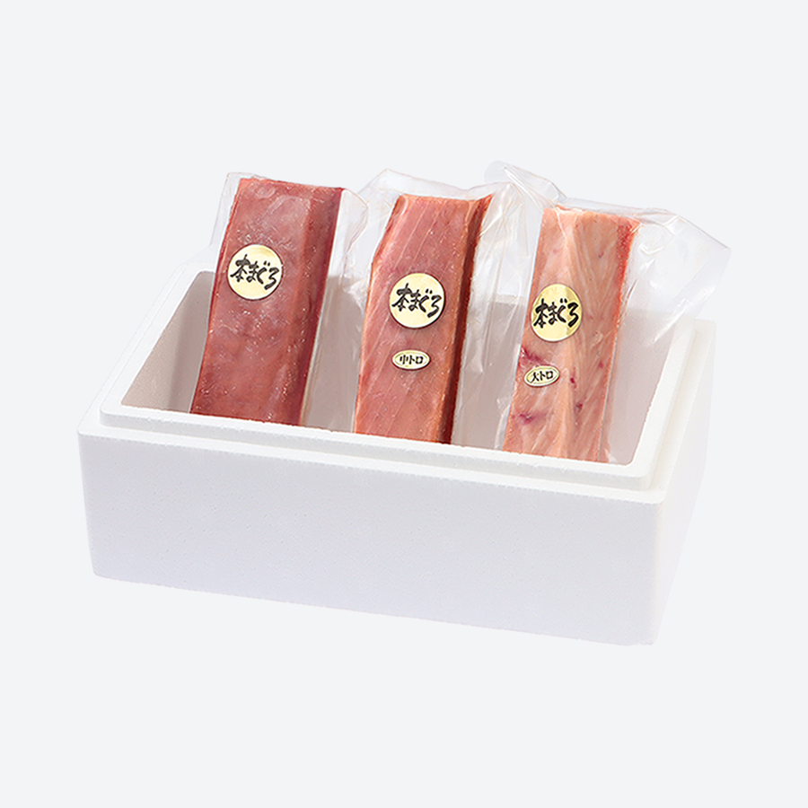＜川魚問屋丸三商店＞天然「本まぐろ」赤身・大トロ・中とろセット各200g（計600g）【3ヵ月定期便】
