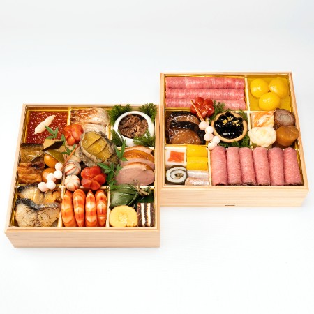 ＜松阪肉老舗 柿安＞「料亭おせち」二段重(冷蔵/3～4人前)【12月31日お届け】