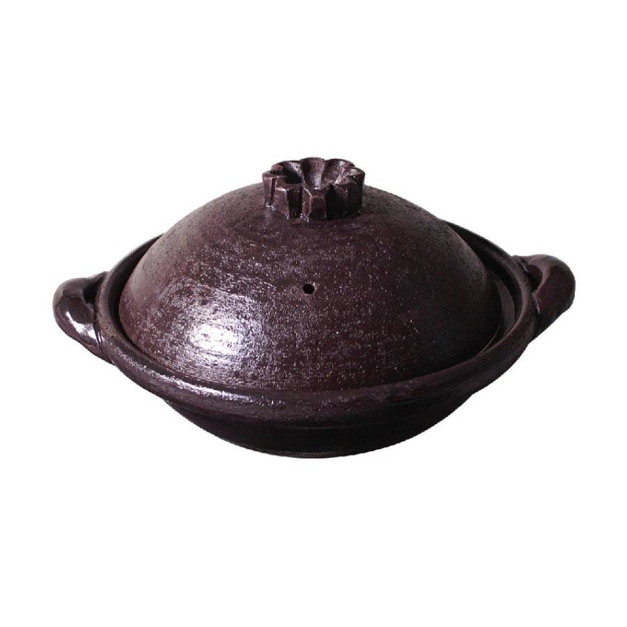 【長谷製陶】輪花つまみ浅型鍋　中陶板としてもご使用いただけます