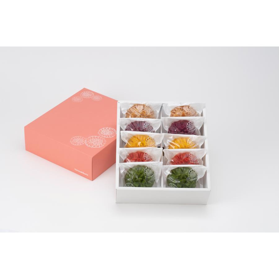 ＜賀門＞「花咲かりん」5種詰合せ（プレーン・ほうれん草・紫いも・かぼちゃ・トマト）各2個（計10個）