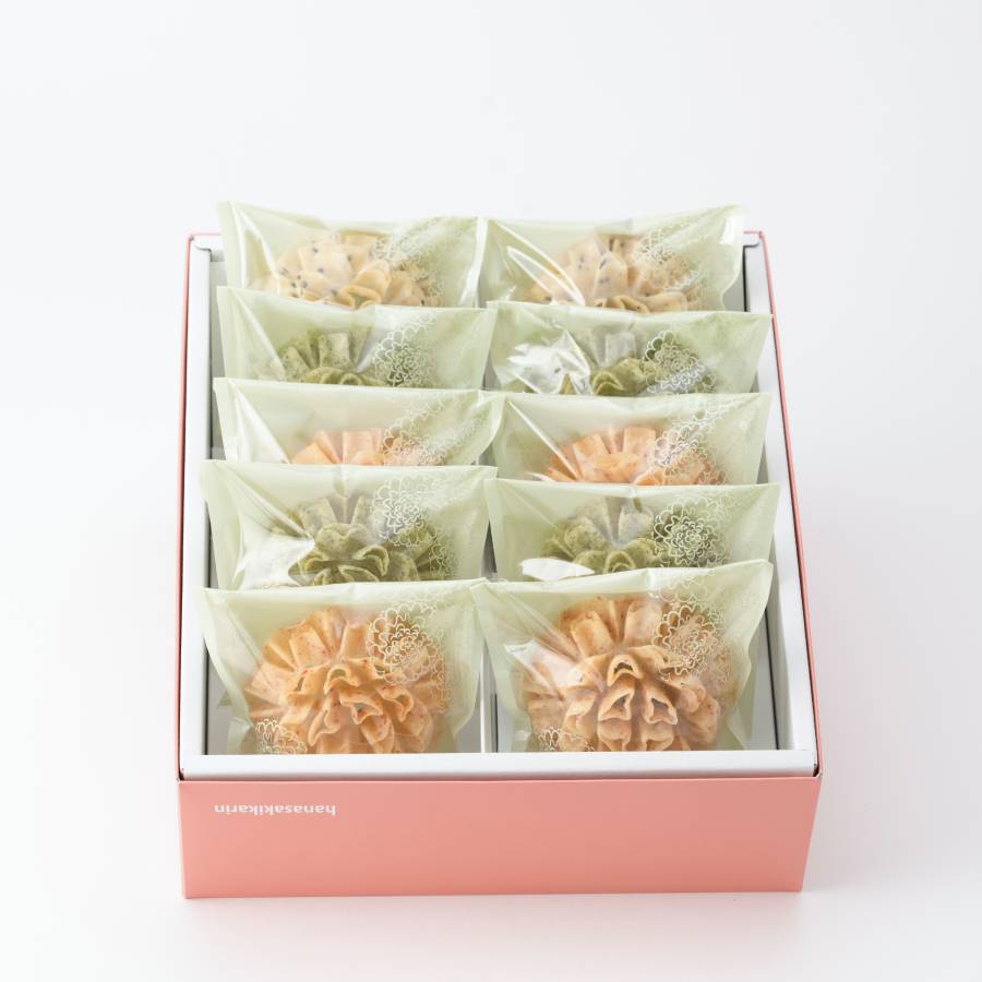 ＜賀門＞「塩かりん」3種詰合せ　（ごま塩・あおさ塩・えび塩）計10個