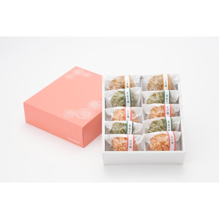 <賀門>「塩かりん」3種詰合せ (ごま塩・あおさ塩・えび塩)計10個