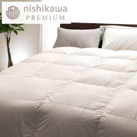＜nishikawa/西川＞羽毛掛けふとん／フランスホワイトダックダウン93％／ダブルロングサイズ／配色ベージュ