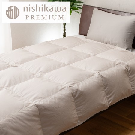 ＜nishikawa/西川＞羽毛肌掛けふとん／フランスホワイトダックダウン93％／シングルロングサイズ／配色ベージュ
