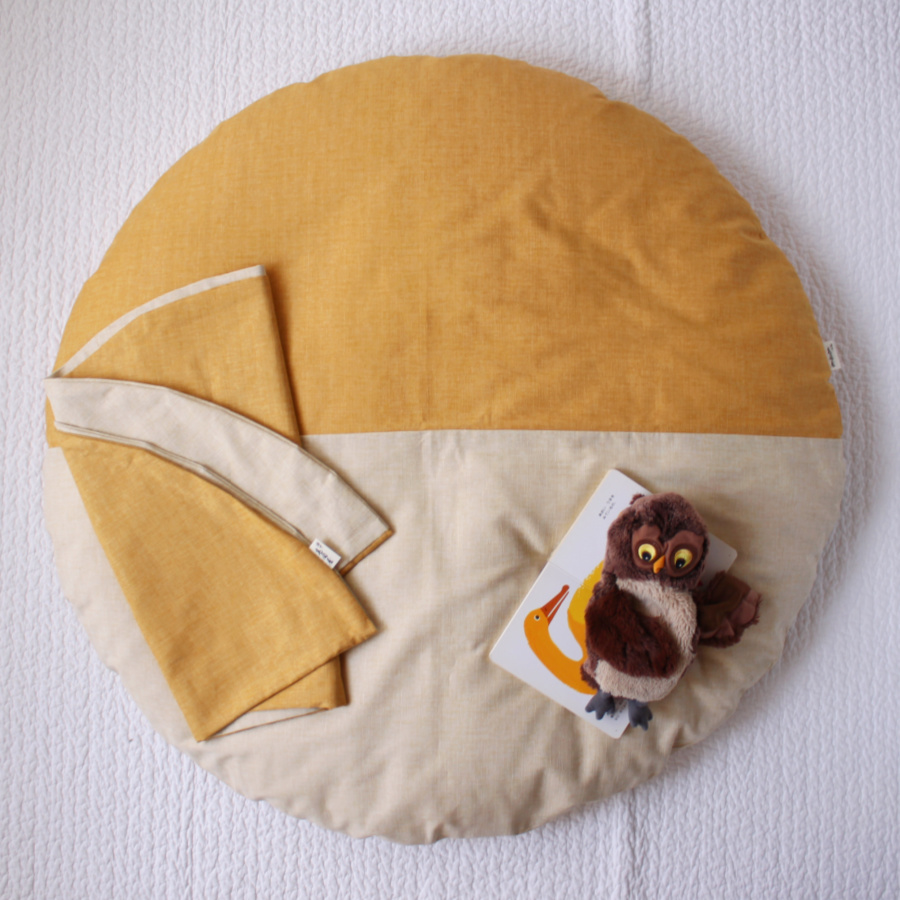 <洛中高岡屋>せんべい座布団(撥水加工の生地を用いたヌード座布団&洗えるカバー2枚セット)_鳥の子金木犀