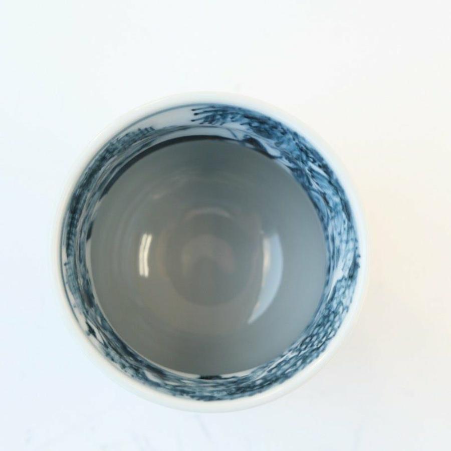 <たち吉>山水角幾何文 湯呑(朱)