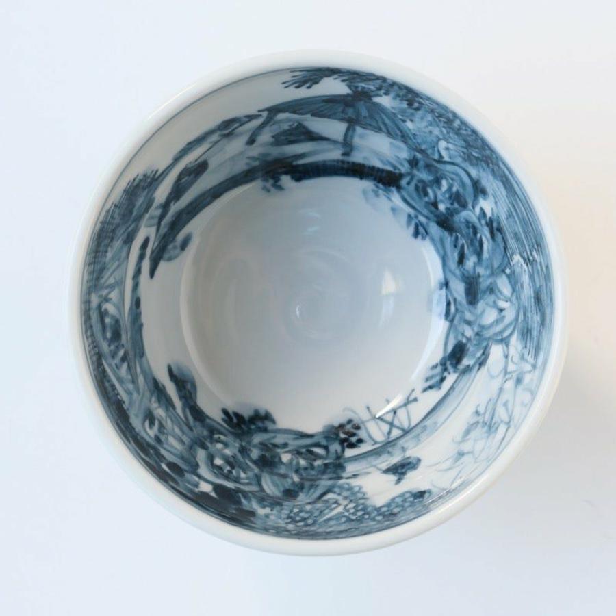 ＜たち吉＞山水菫文　飯碗
