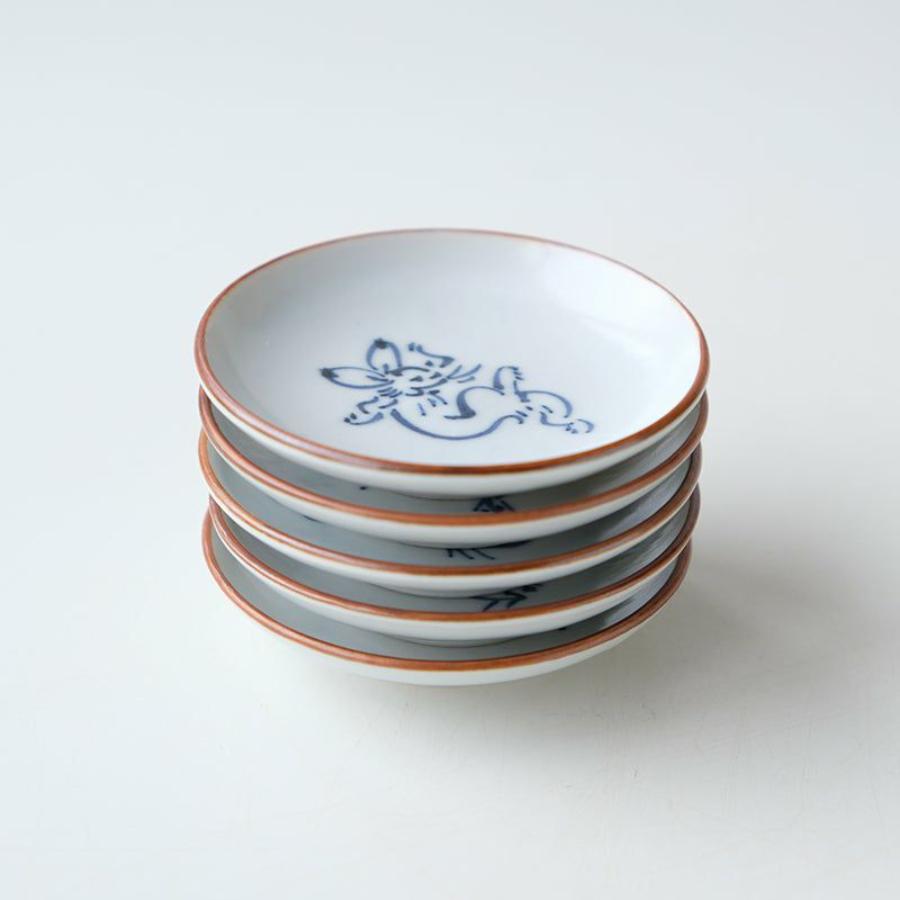 ＜たち吉＞鳥獣戯画　豆皿　染付