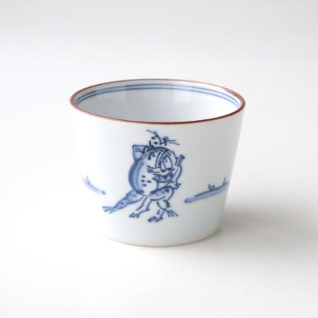 ＜たち吉＞鳥獣戯画　そば猪口　染付