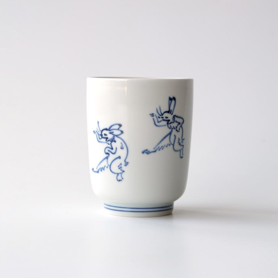 ＜たち吉＞鳥獣戯画　湯呑　染付