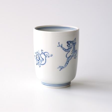 ＜たち吉＞鳥獣戯画　湯呑　染付