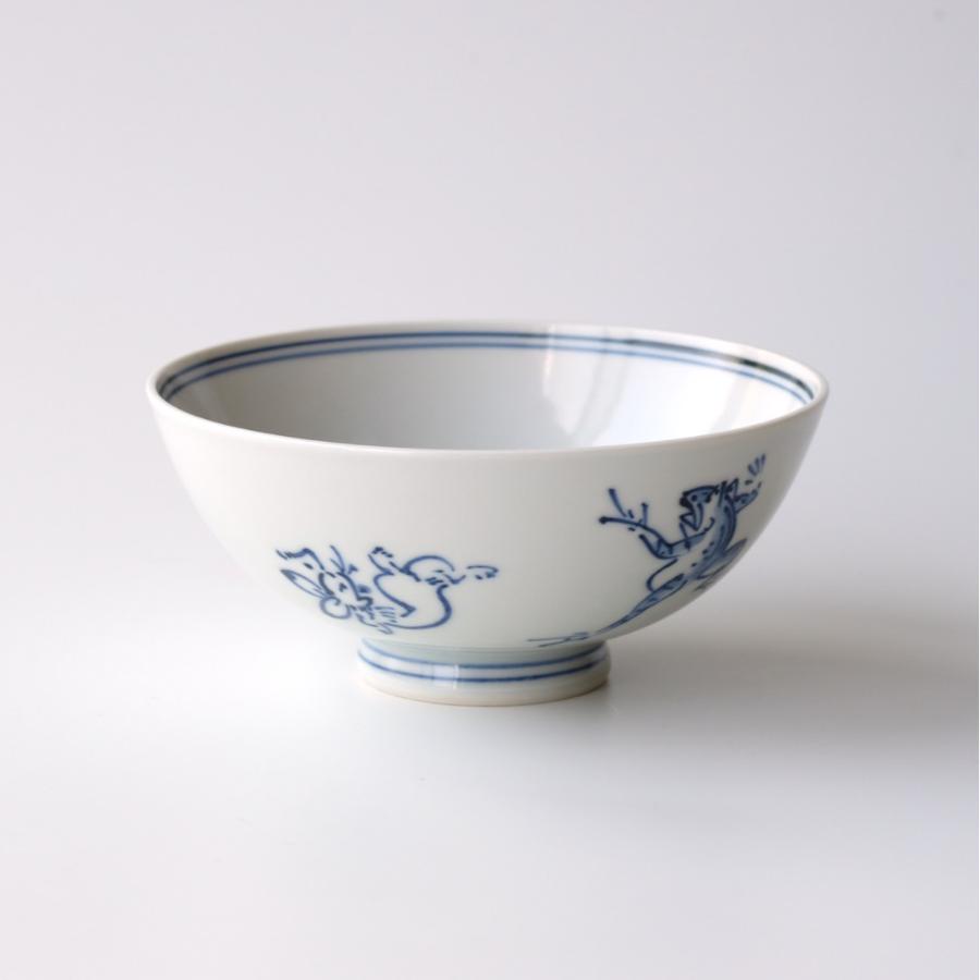 ＜たち吉＞鳥獣戯画　飯碗　染付