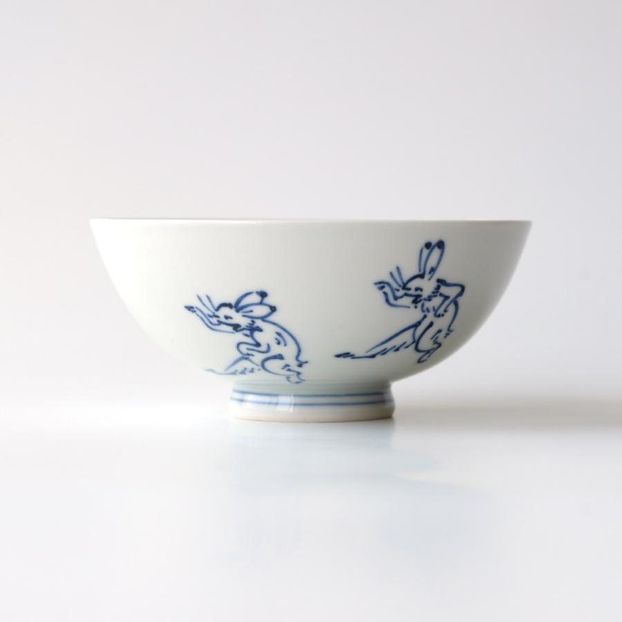 ＜たち吉＞鳥獣戯画　飯碗　染付