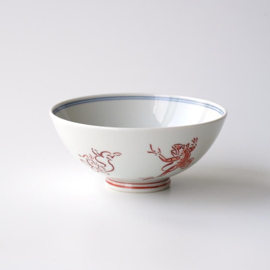 ＜たち吉＞鳥獣戯画　飯碗　赤絵