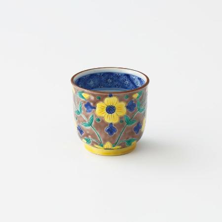 ＜雲泉窯＞紫彩花文　ぐい呑