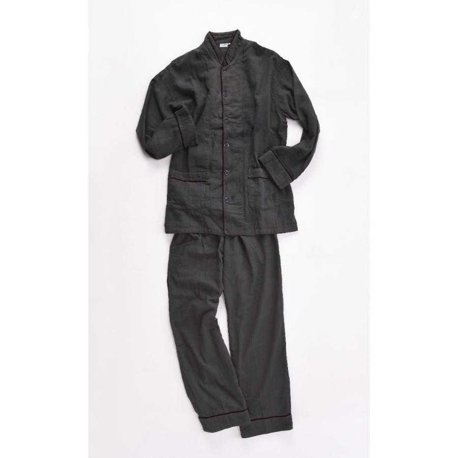 <京和晒綿紗>ガーゼパジャマ すみくろ 草木染め 2重合わせ