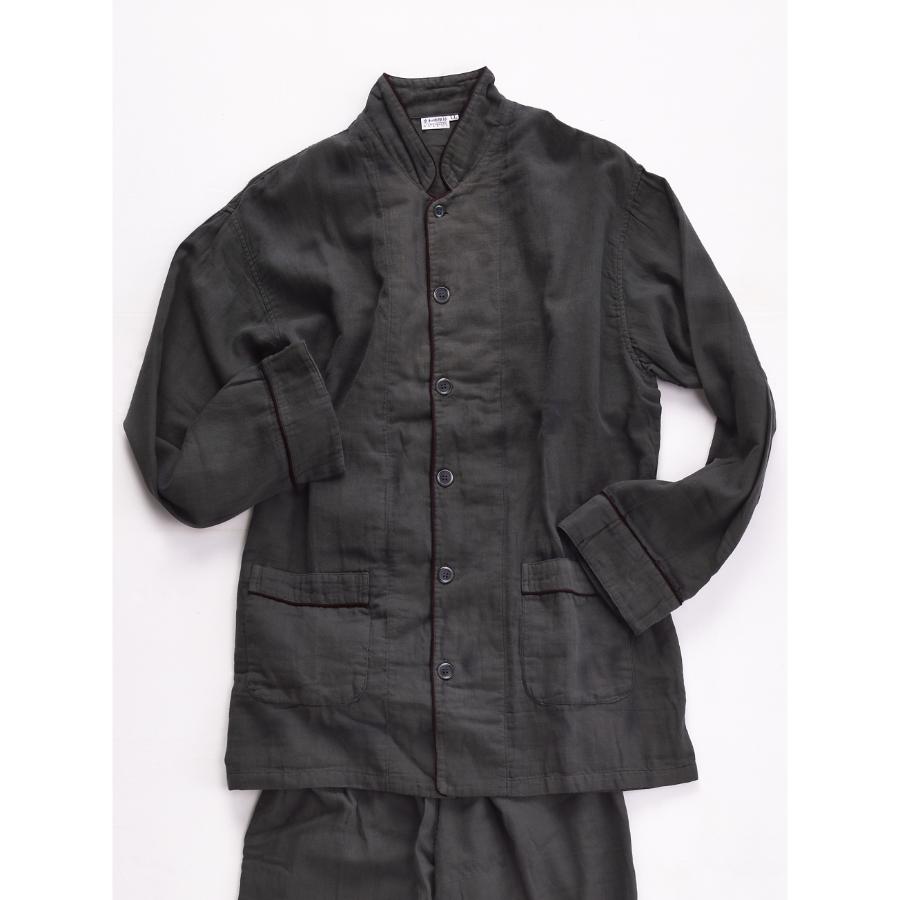 <京和晒綿紗>ガーゼパジャマ すみくろ 草木染め 2重合わせ