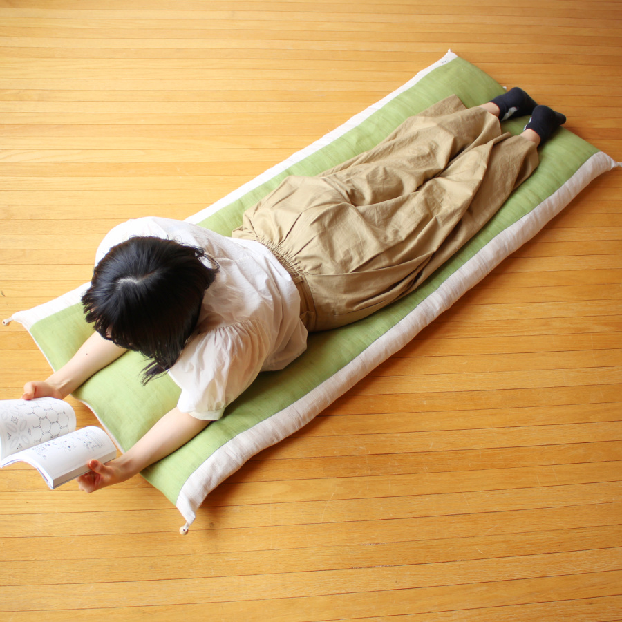 洛中高岡屋＞本麻カバータイプごろ寝敷きふとん 普通サイズ 苗色