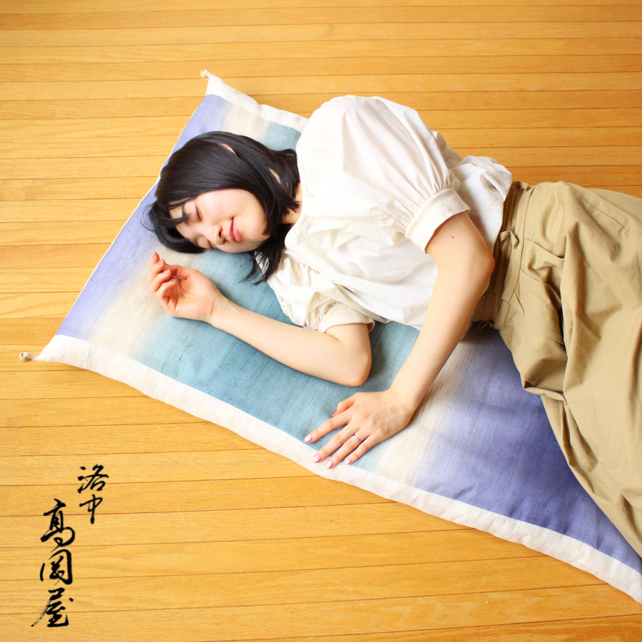 <洛中高岡屋>本麻 引き染め カバータイプごろ寝敷きふとん 普通サイズ 青磁